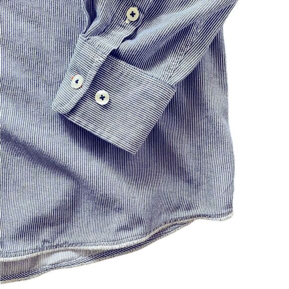 TOMMY BAHAMA Long Sleeve Blue White Pinstripe Shirt Size XL - Picture 3 of 5